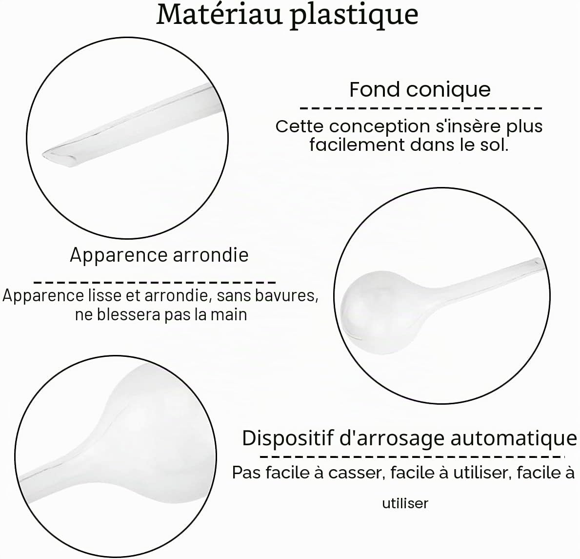 PIQIUQIU Lot de 4 Boules d'arrosage Auto-arrosage en PVC 27 x 8 cm-300ml