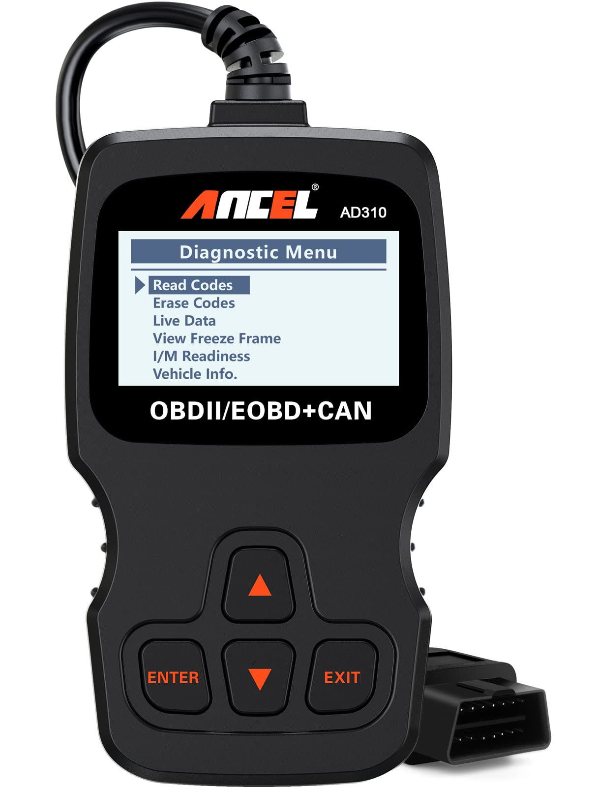 ANCEL AD310 Classic Enhanced Universal OBD II Scanner Car Engine Fault Code Reader CAN Diagnostic Scan Tool, Read and Clear Error Codes for 1996 or Newer OBD2 Protocol Vehicle (Black)Global Recycled StandardGlobal Recycled StandardGlobal Recycled Standard
