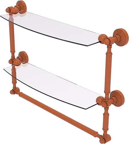 Miniatura 3 de Allied Brass WP-34TB18 Waverly Place Collection - Estante de cristal integrado de dos niveles, 18 pulgadas, latón sin lacar