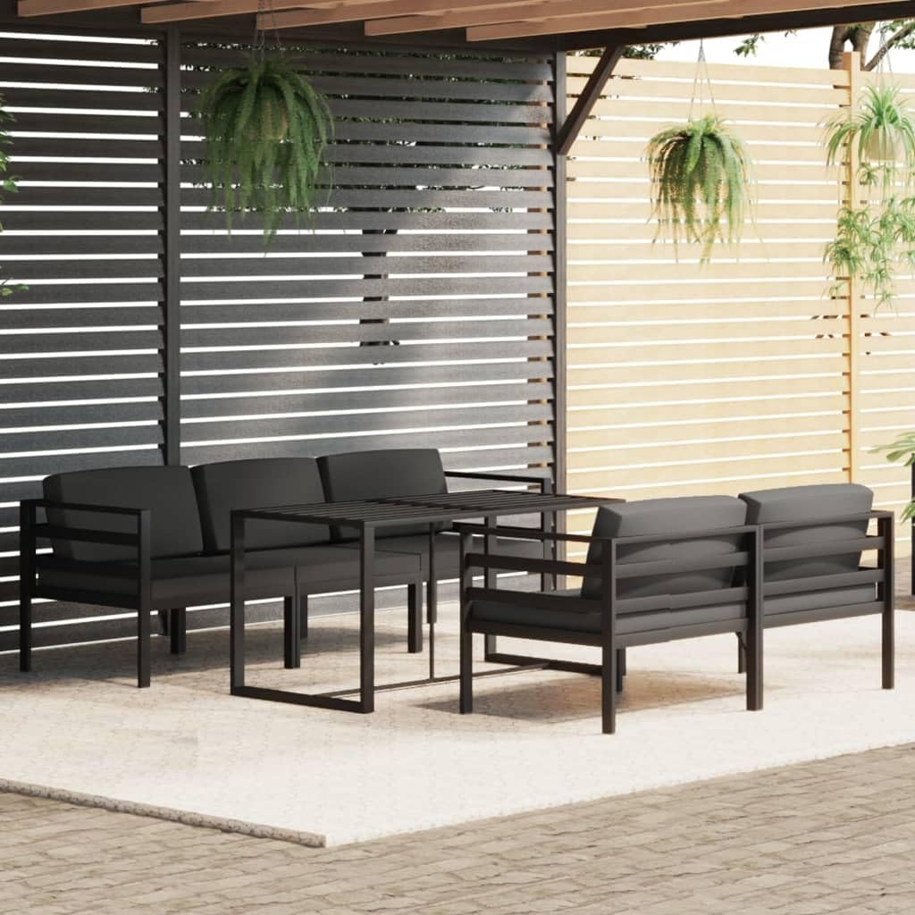 Juego de 6 cojines de aluminio para jardín, diseño modular antracita para configuraciones flexibles, robusto y resistente a la intemperie para horas relajantes al aire libre