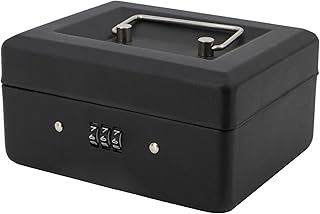 Time to Sparkle 6 inch Small Security Lock Box with Coin Tray Metal Material with Stainless Steel Handle 15 * 12 * 8cm Matt Black