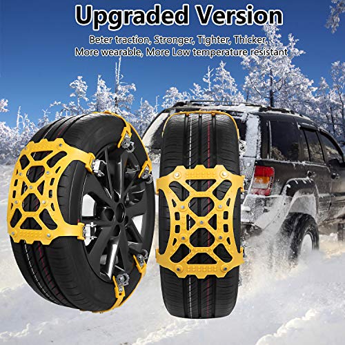 SUPTEMPO Car Snow Chains, 6Pcs Emergency Anti Slip Tire Traction Chains Upgraded TPU Snow Chain for Light Truck/SUV/ATV Winter Universal Tire Security Chains (Tire Width 165-285mm/6.5-11.2'')