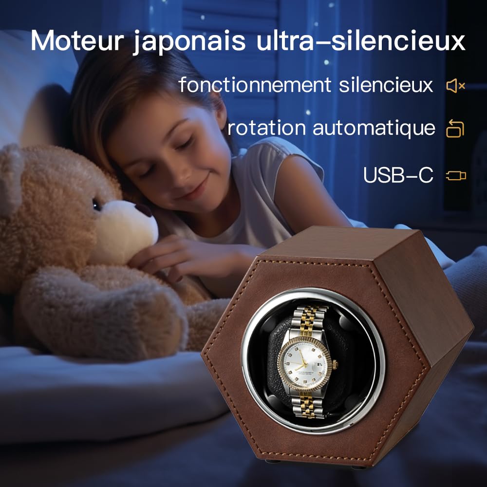 Caja giratoria automática para relojes, con motor Mabuchi extremadamente silencioso, almacenamiento y carga de relojes automáticos, ofrece 2 modos de funcionamiento