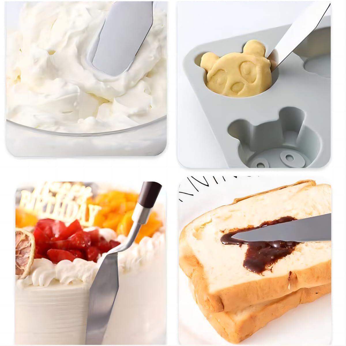 Łopatka do kremu do ciasta, 5 sztuk, ze stali nierdzewnej, z lukrem, dekorowanie, nóż, sztuka, malarstwo, pieczenie, ciasto, nóż, do ciasta, kremówki, czekolady, 5 szt