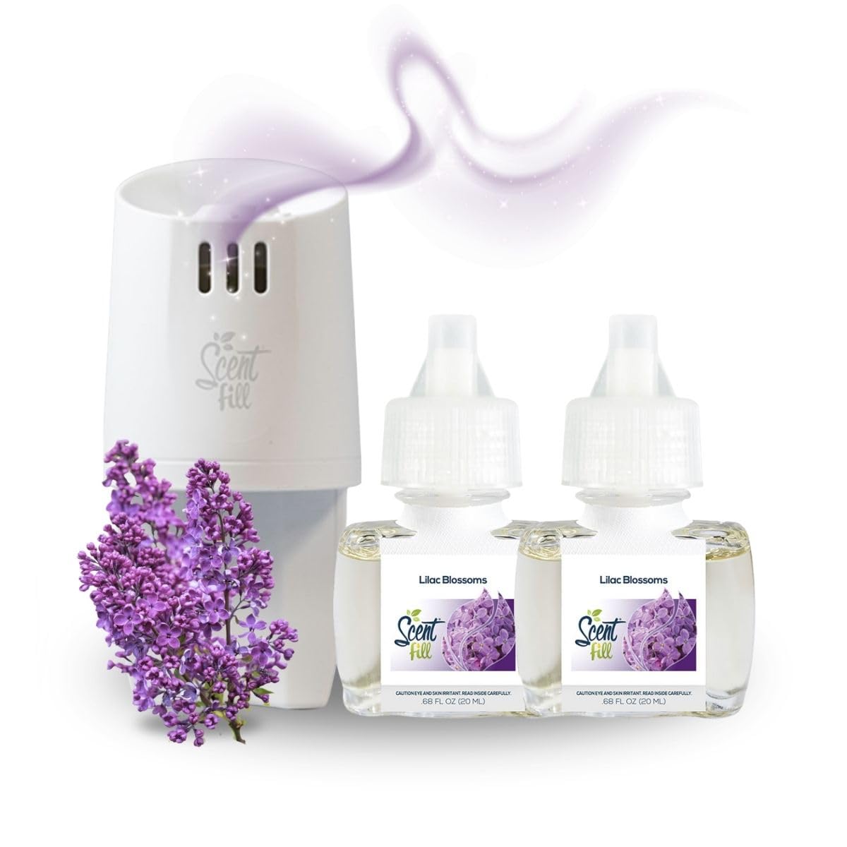 Scent Fill Lilac Blossoms Plug in Air Freshener, Scented Oil Refills, 2 Refills + Diffuser