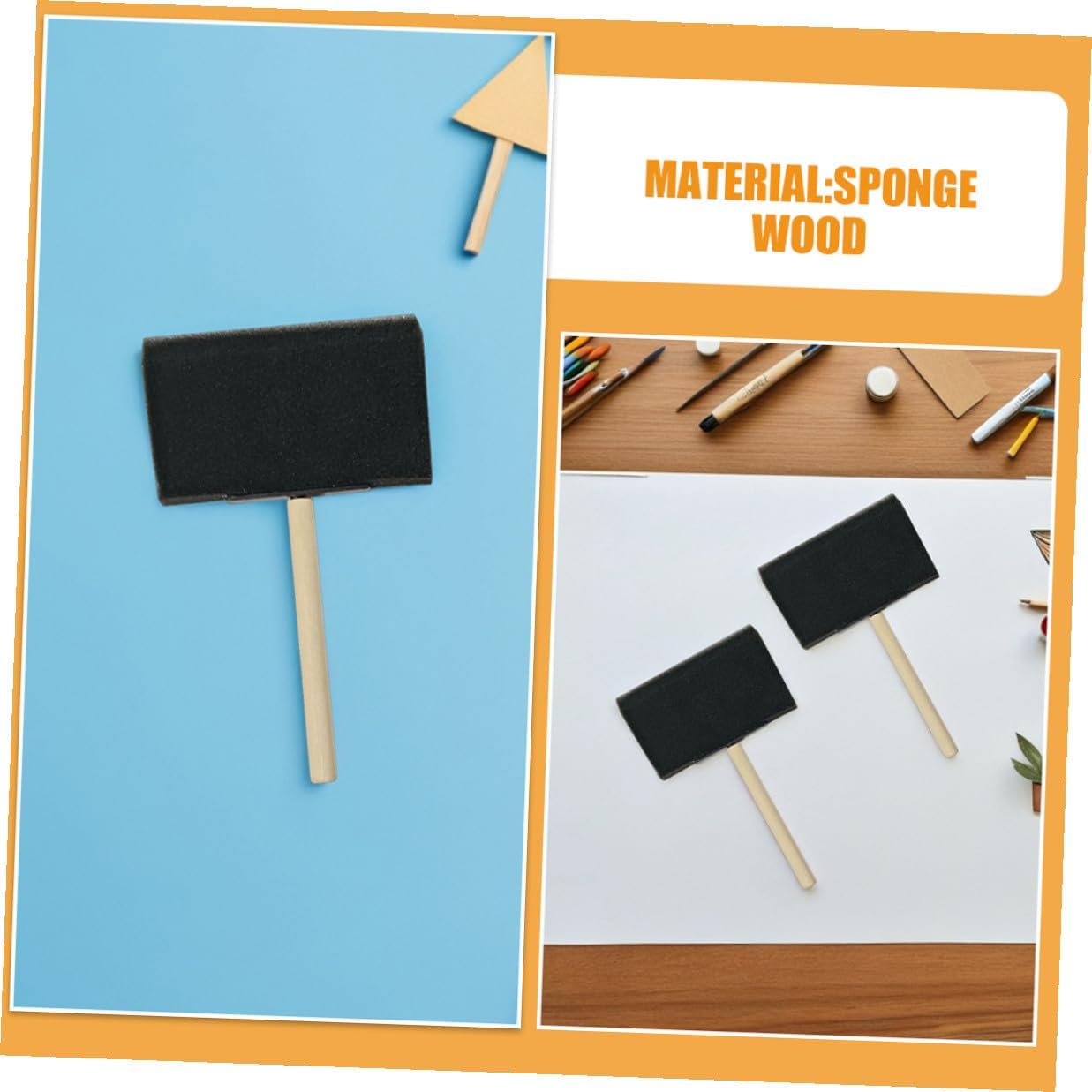 Didiseaon 25pcs 4 Inch Foam Paint Brushes with Wood Handle, Black Sponge Craft Brushes for DIY Painting, Acrylic Tempera and Poster Paints, Childrens Art Supplies