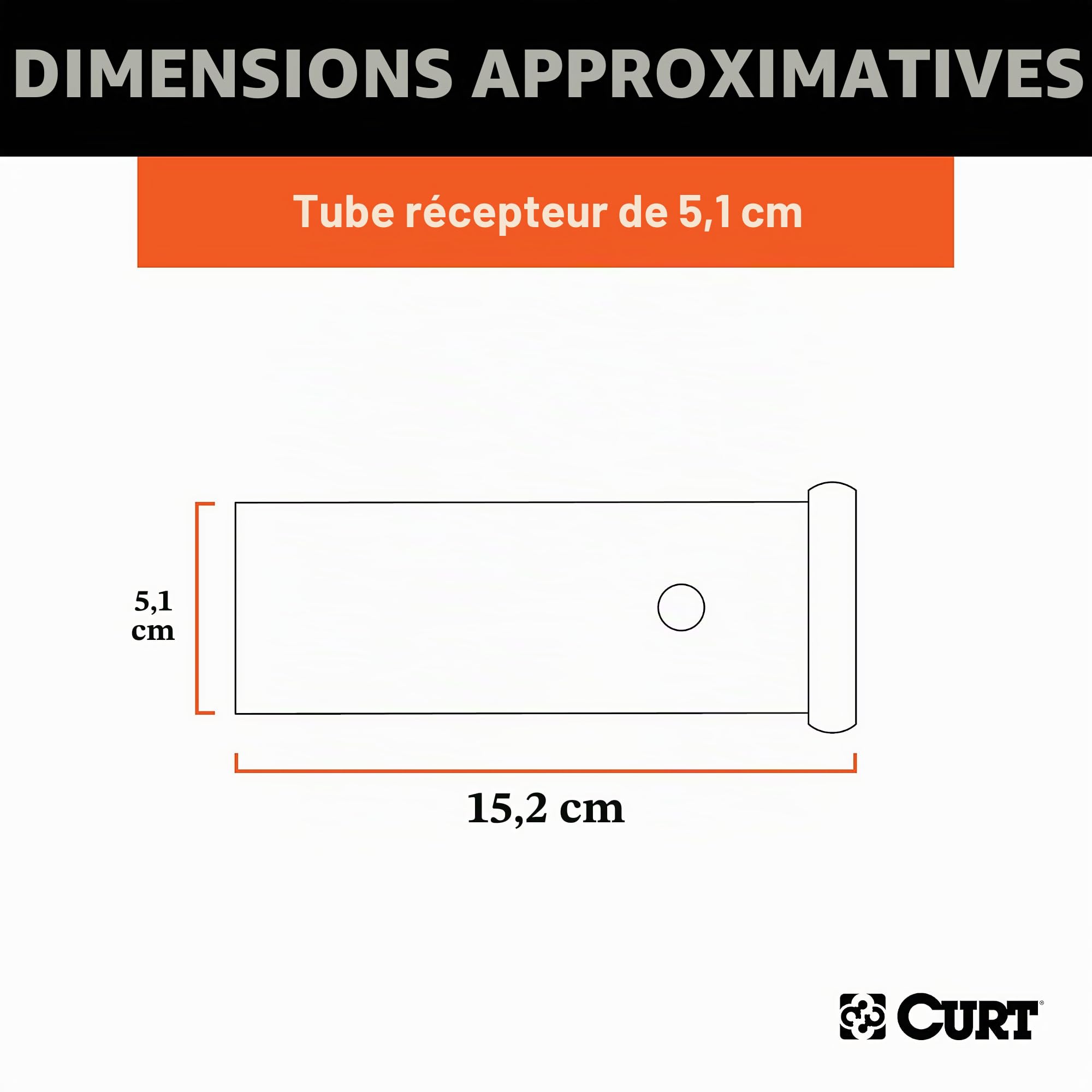 Curt 49060 Tube de récepteur d'attelage en Acier Brut soudable, 5 x 15 cm