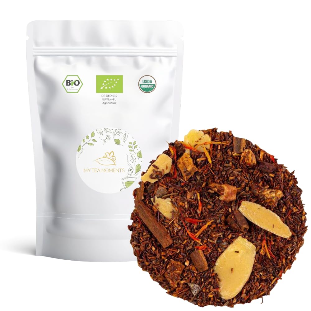 Rooibos de Manzana, Almendra y Canela a Granel 100 Gramos - My Tea Moments - Cultivo Sostenible - Ingredientes Naturales: Almendra, Canela, Cártamo, Manzana.