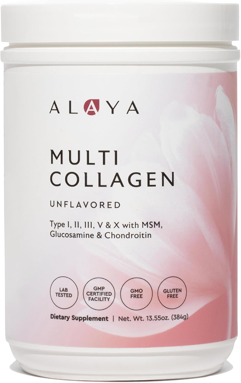 Alaya Multi Collagen Powder – Type I, II, III, V, X Hydrolyzed Collagen Peptides Protein Powder Supplement with MSM + GC (Unflavored) (40 Servings)