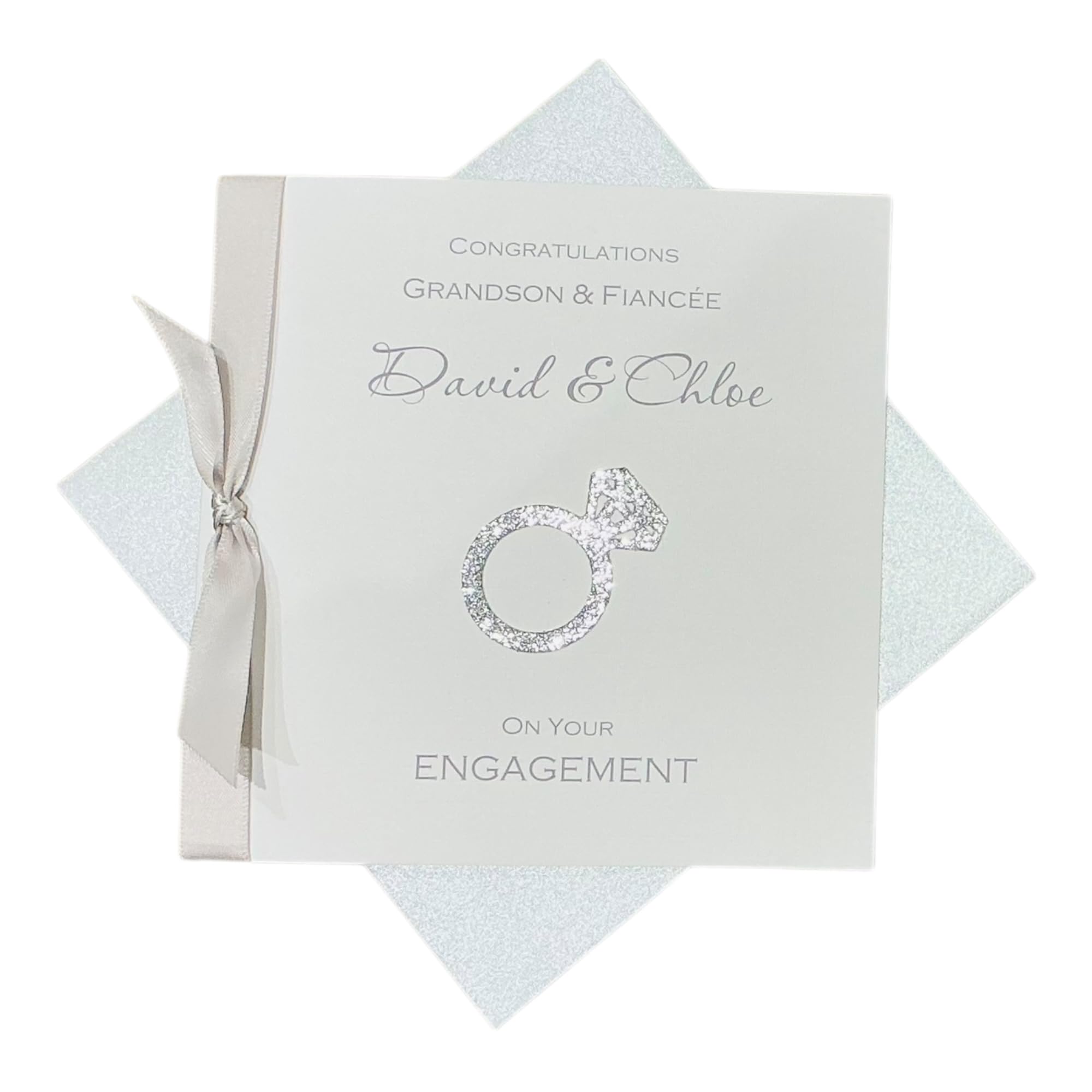 Grandson & Fiancée Engagement Card Greeting Card, Personalised Gift Grandson & Fiancée Congratulations - Various Designs (Engagement Ring (Grandson & Fiancée))