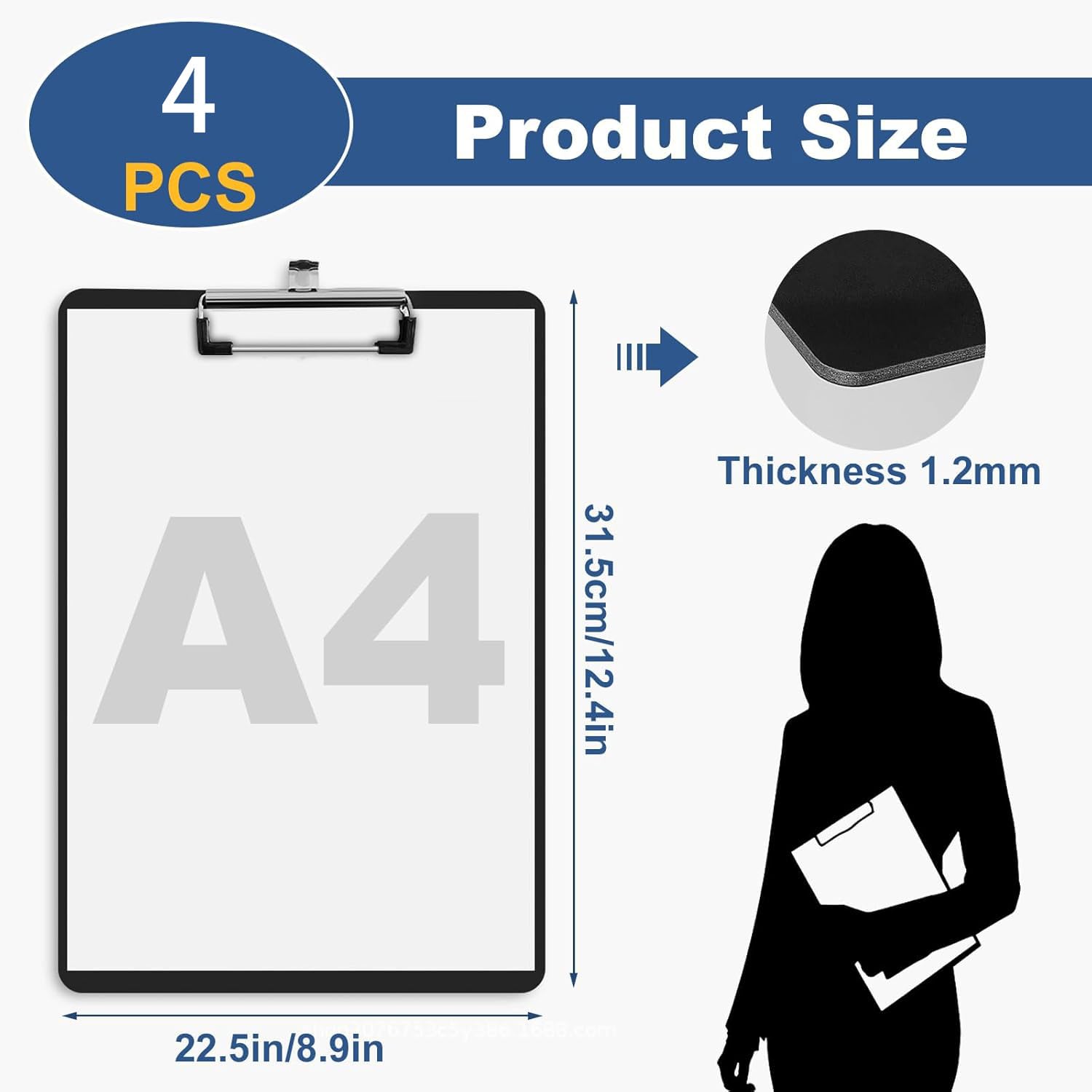 Clipboard Folder A4,4 Pcs Clipboard Folder Plastic Clip Boards Writing Clipboards with Heavy Duty Clips for Office & Classroom Supplies - Image 2