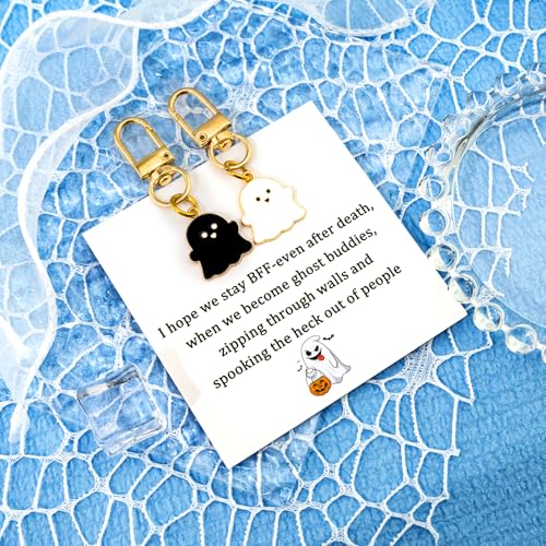 Funny Halloween Gifts Ghost Keychain Halloween Themed Gifts for Friends BFF Bestie Spooky Ghost Gift for Women Adults Cute Stocking Stuffers for Girls Teens Boo Basket Gift for Her with Card - Image 4