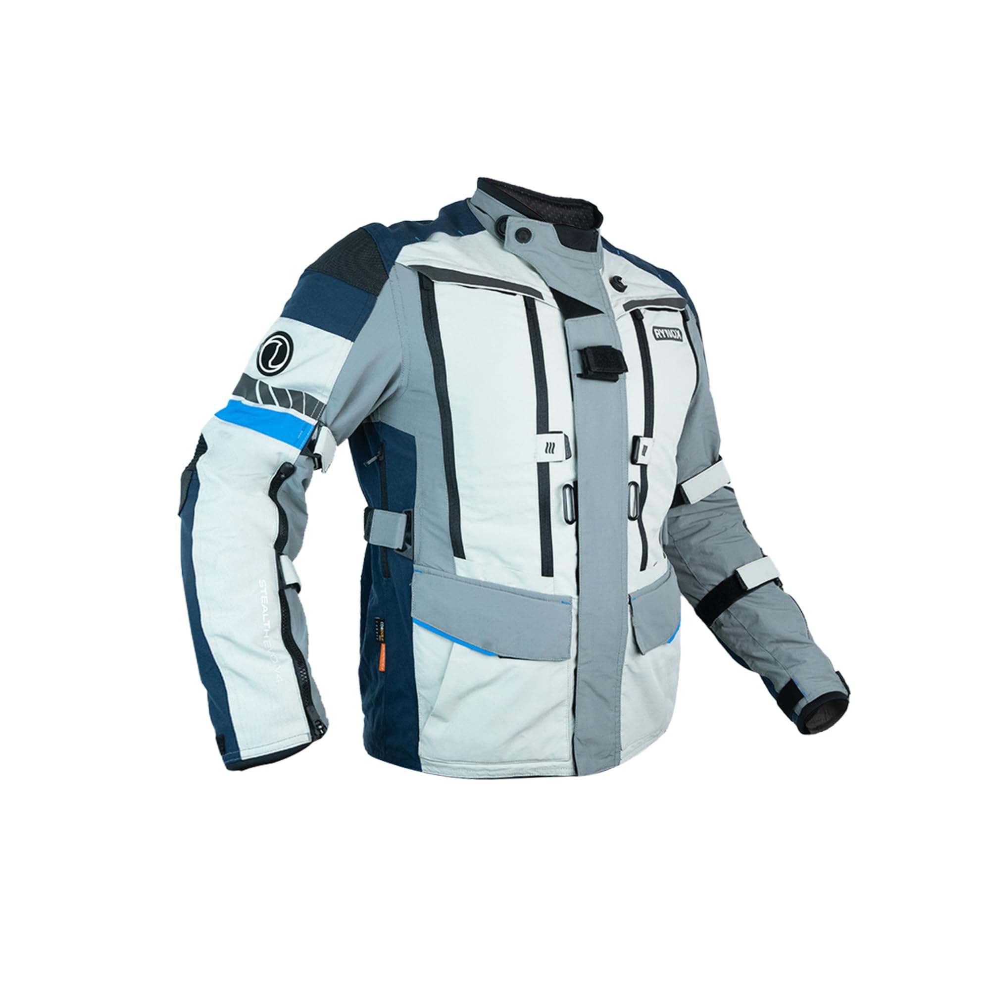 rough＆swell TRICOLOR RIB JACKET SAX　BLUE Rynox Stealth Evo 4 Jacket - Motorcycle Touring Jacket with Impact
