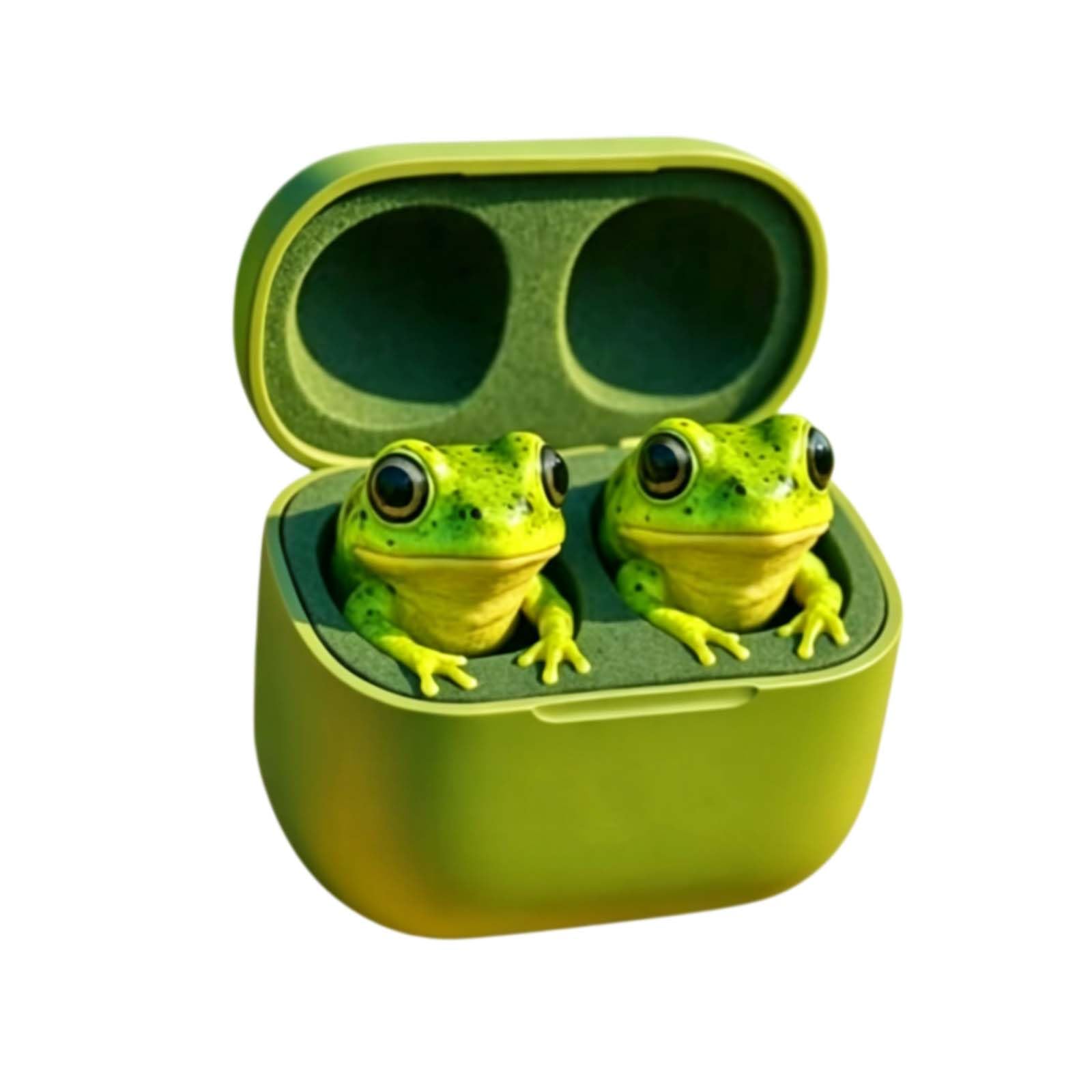 Frog Earbuds, Cute Animal Shaped Bluetooth Earbuds with Charging Case, Wireless in Ear Headphones with Deep Bass, Noise Reduction, IPX4 Waterproof, Gift for Kids and Adults (A)
