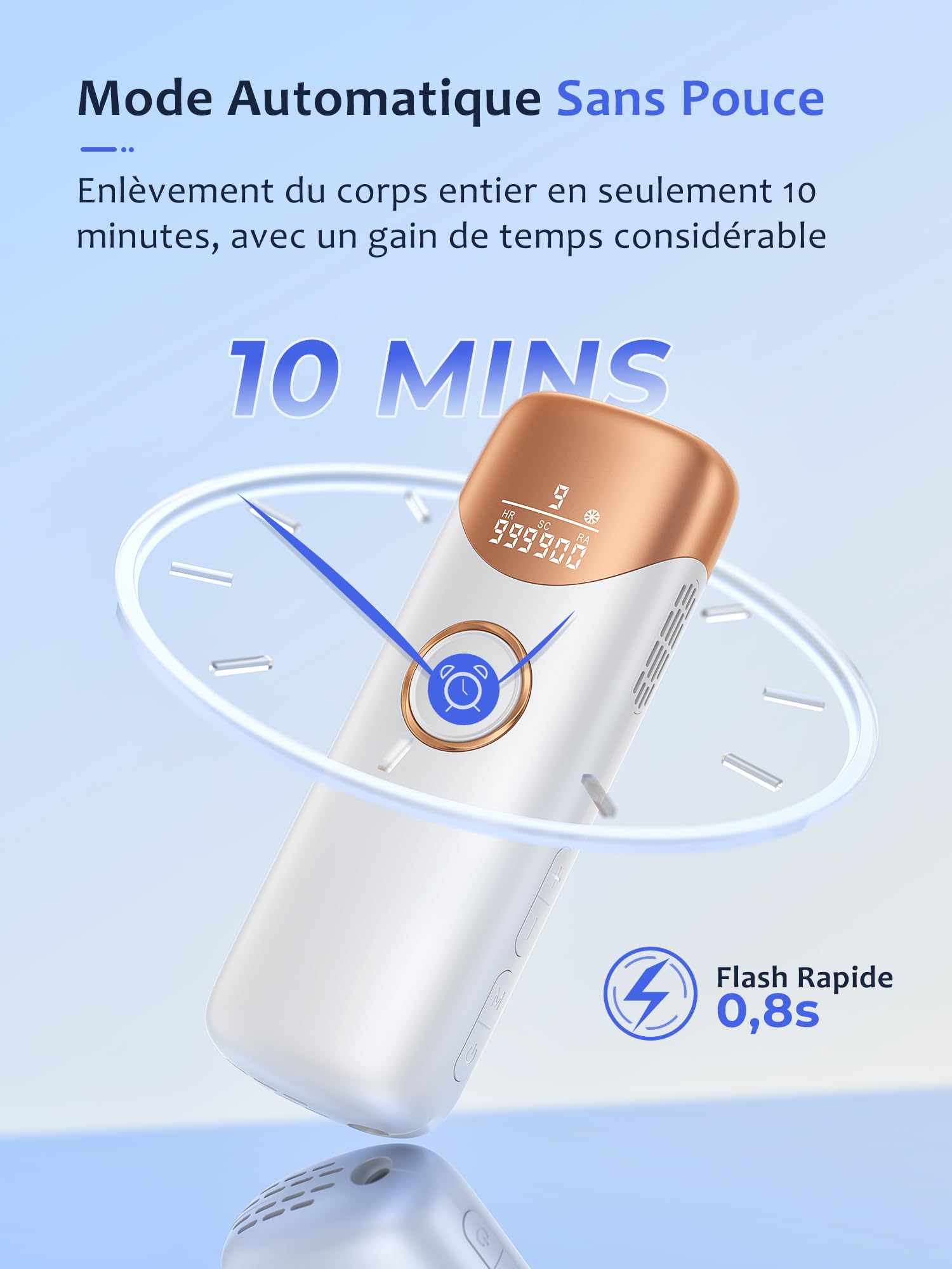 Épilateur Lumière Pulsée avec Système de Refroidissement par Glace, Épilateur à Lumière Pulsée avec 9 Niveaux D'énergie, 999 900 Flashs, Épilation Laser pour Visage, Jambes et Corps