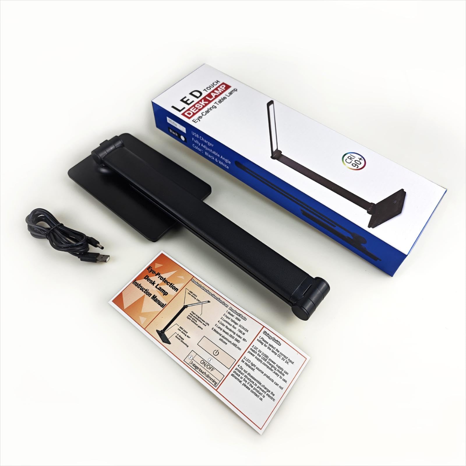 LUJOLUMIN - Lámpara de escritorio, lámpara de lectura regulable, CRI>90, 700 lúmenes, 3 niveles de brillo, control táctil, lámpara LED plegable LED para niños, trabajo, oficina, estudio 9