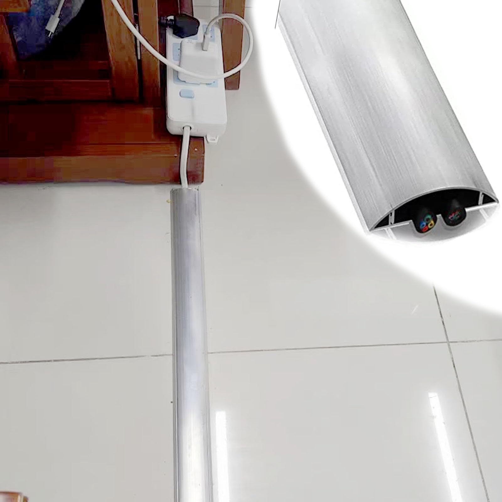 canaletta portacavi Canali Metallici Lunghi 1 M, Passacavi In Alluminio Per Tv Montate, Passacavi Autoadesivi Per Evitare Che Gli Animali Domestici Mordano/pavimento/casa(W 75mm/2.95in,6 pcs)