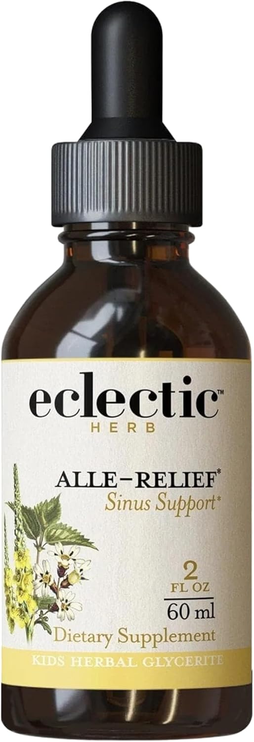 Eclectic Herb - Alle-Relief Kids | Liquid Herbal Supplement | Liquid Drops | Seasonal Sinus, Immune & Respiratory Support | Vegan, Non-GMO, Gluten Free, Alcohol-Free (2 fl oz | 60 ml)
