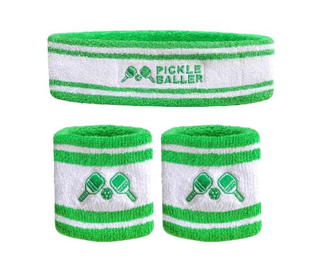 Pickleball Headband, Pickleball Golf Tennis Great Gift or for Your Sports or Team Wristband Sports Band Set Including Towel Wrist and Head Sweatbands (Pickleball Head & Wristband Set)