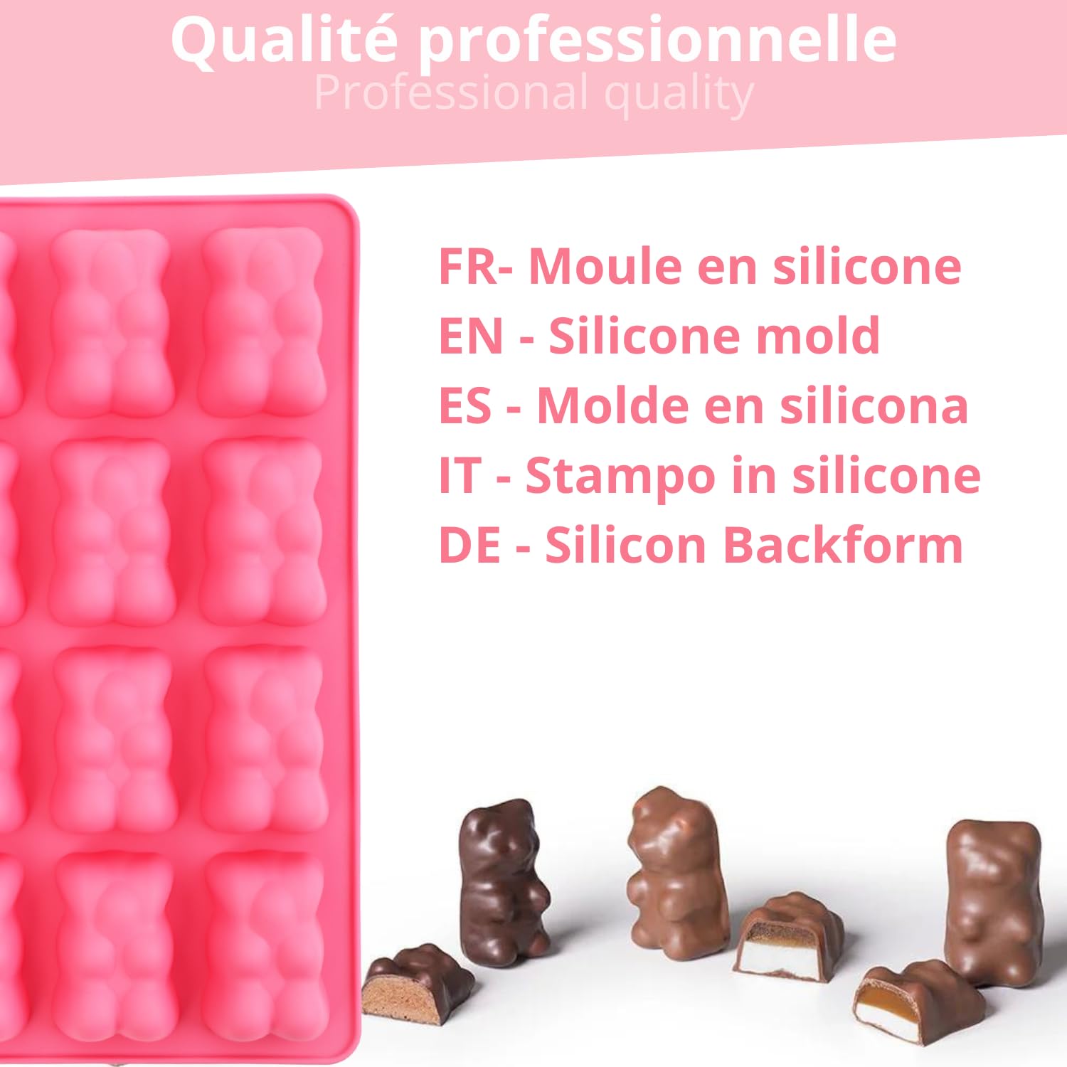 Moule Silicone 16 Oursons Guimauve/Chocolat Wondercook - Qualité Pro Avec Recettes Incluses