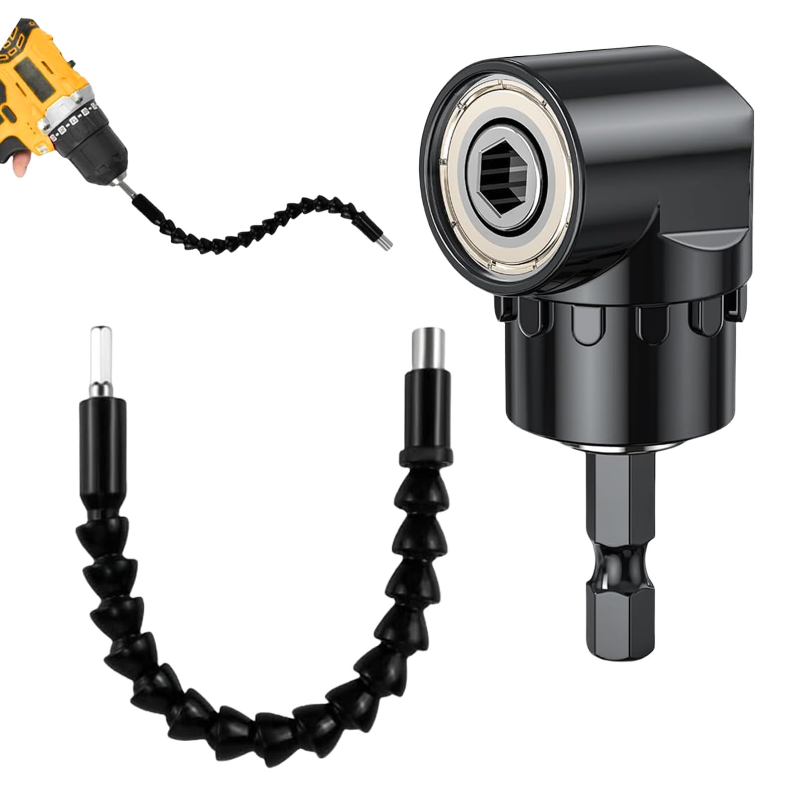 Kit Visseuse D'angle 105° + Tige Flexible 295 Mm - Pour Espaces étroits - Compatible 1/4" - Support Magnétique