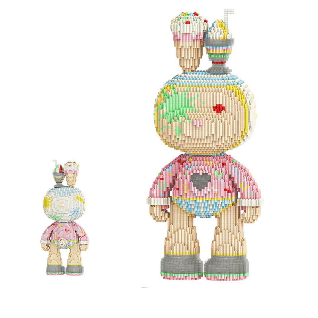 Generisch MP-8009 MOMO Ice Cream Bunny (7250 Teile), 55 cm, Eiscreme Weihnachts-Hase, Mikro-3D Klemmbaustein Set für Erwachsene und Jugendliche, Süße Deko & Sammlerstück
