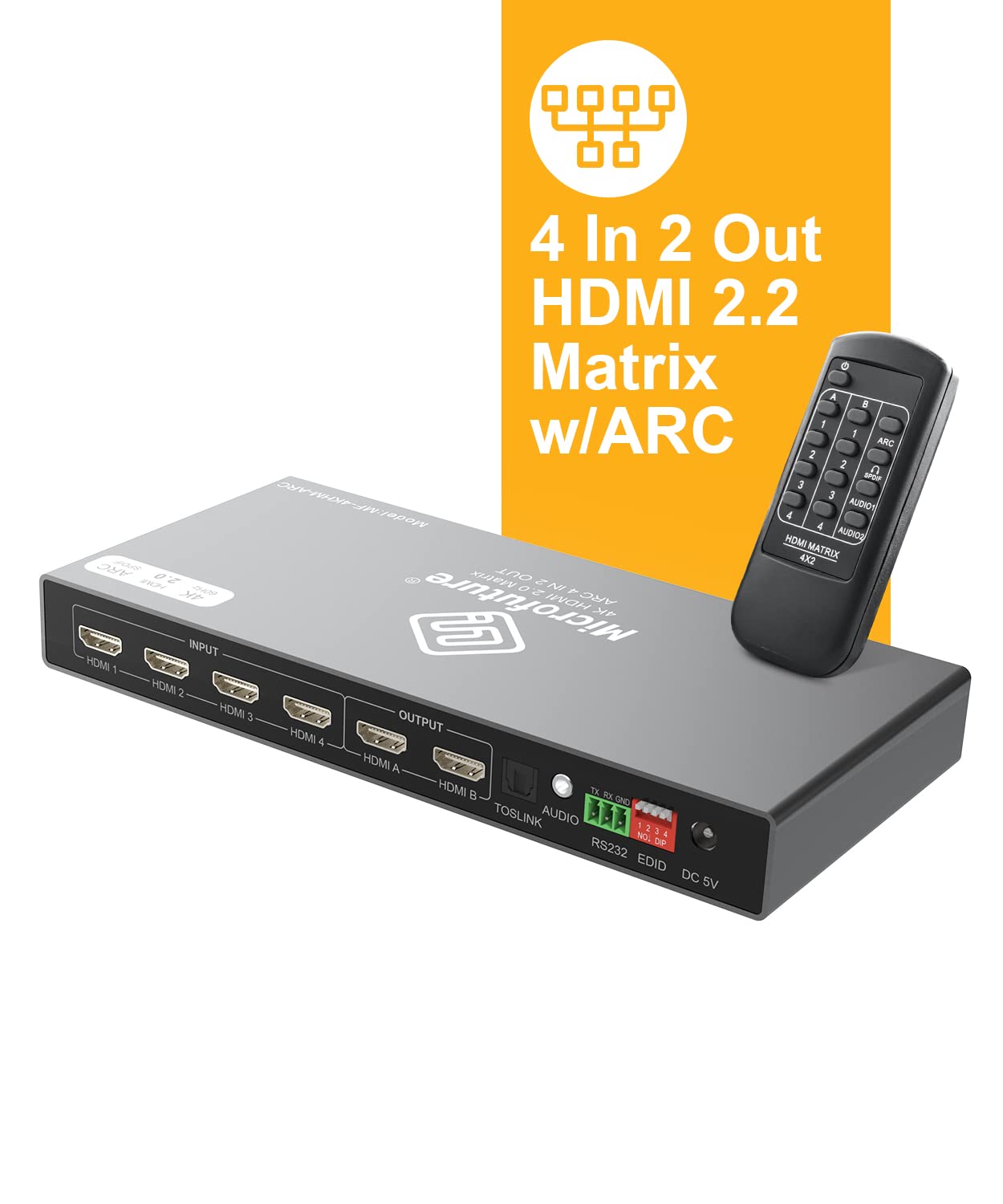 Amazon.com: HDMI Matrix Switch 4x2 Ver.2024 4K@60/2K@144 HDR10