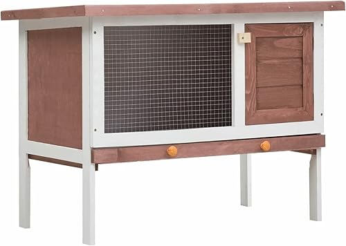 Norheim Conejera al aire libre para conejos, jaula de conejo, conejo, con carrera para interiores, exteriores, 1 capa, madera marrón