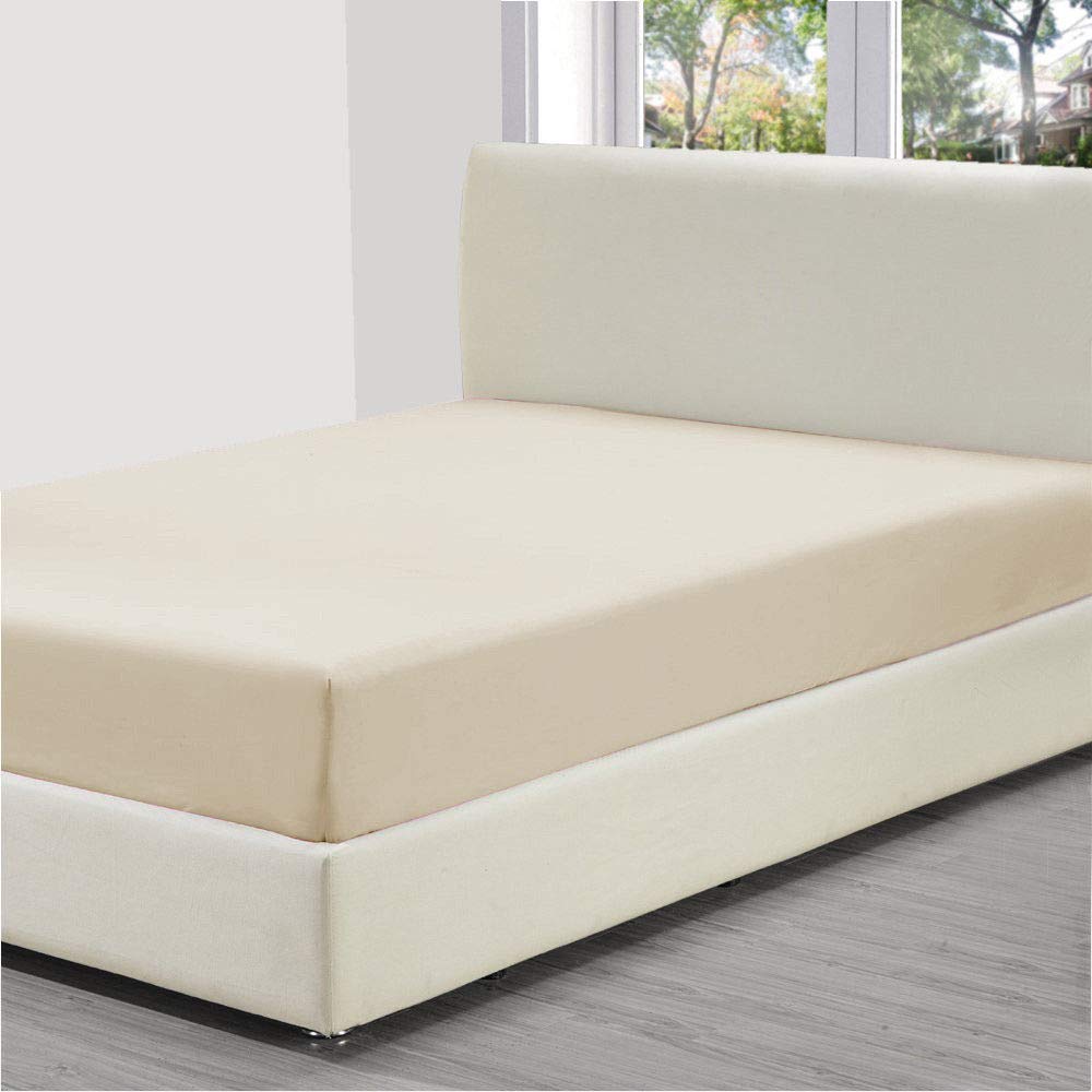 Roy Textile Ltd Extra Deep Fitted Sheet 16"/40cm Deep Easy Care Polycotton Bed Sheets (Cream, Super King)