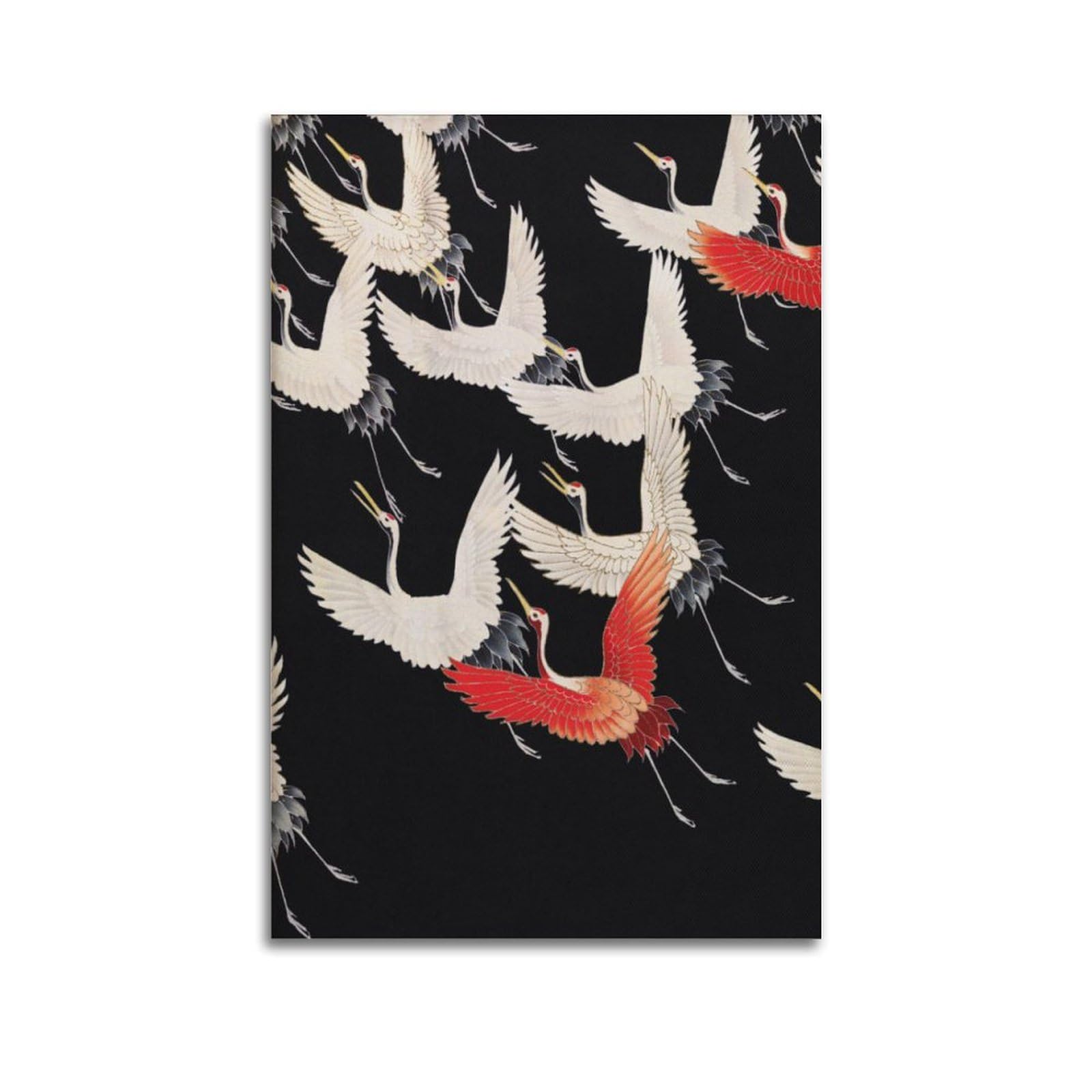 xiaoxiaoshen Flying Cranes Vintage Oriental Birds Canvas Poster Wall Art Prints Room Aesthetic Murals Bedroom And Living Decorations 20x30inch(50x75cm)