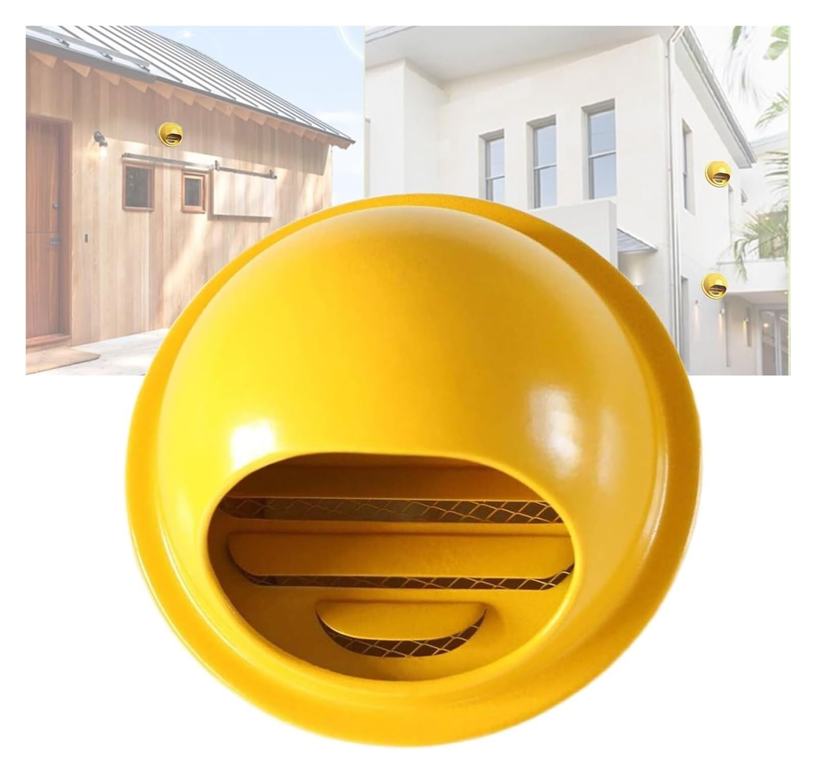 Ventilazione di Uscita della griglia di Scarico Rotonda Resistente alle intemperie con Rete di Schermo incorporata (Giallo, 70 mm)