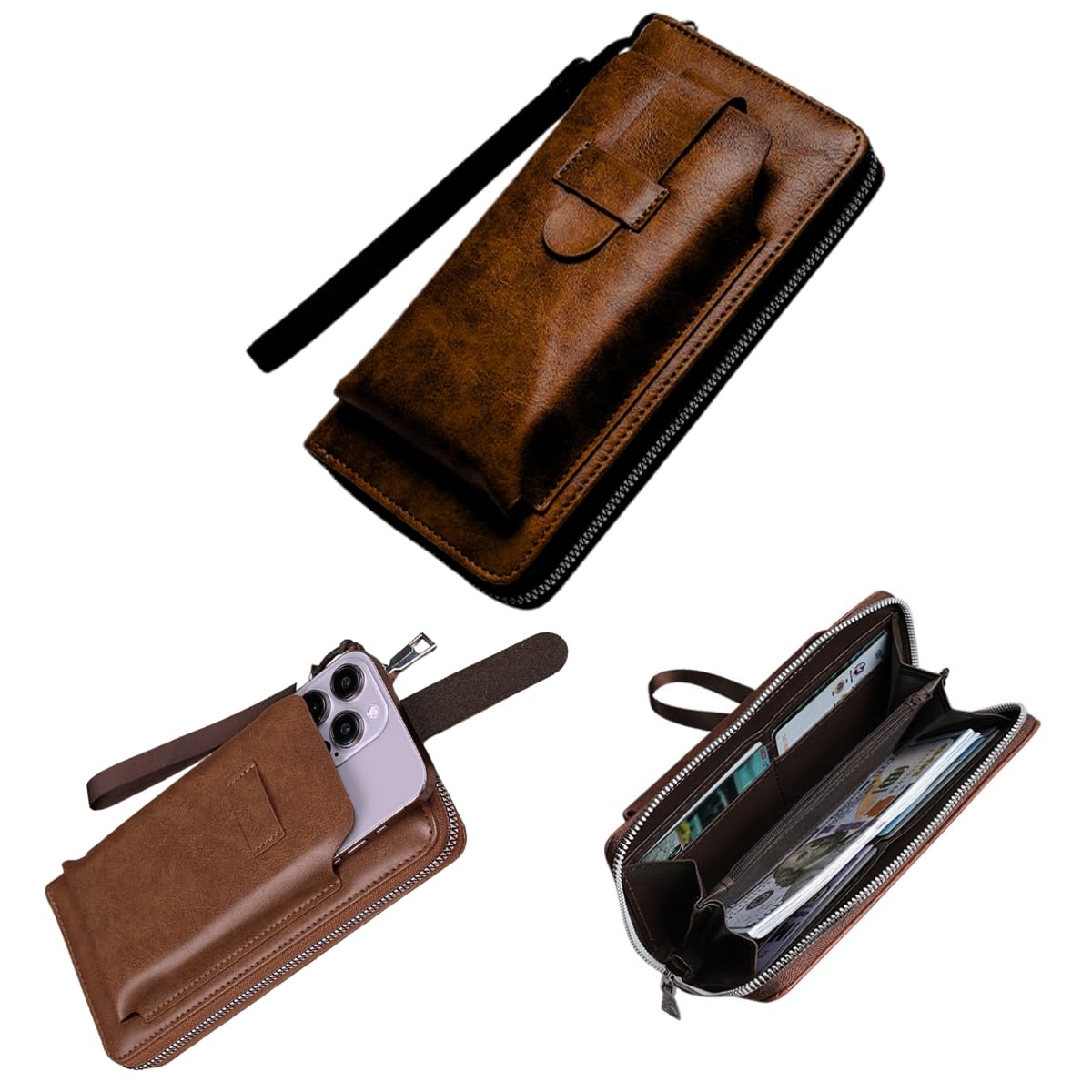 Amazon.co.jp: [STYLIVA] 長財布 機能付き スマホポーチ 大容量 2in1
