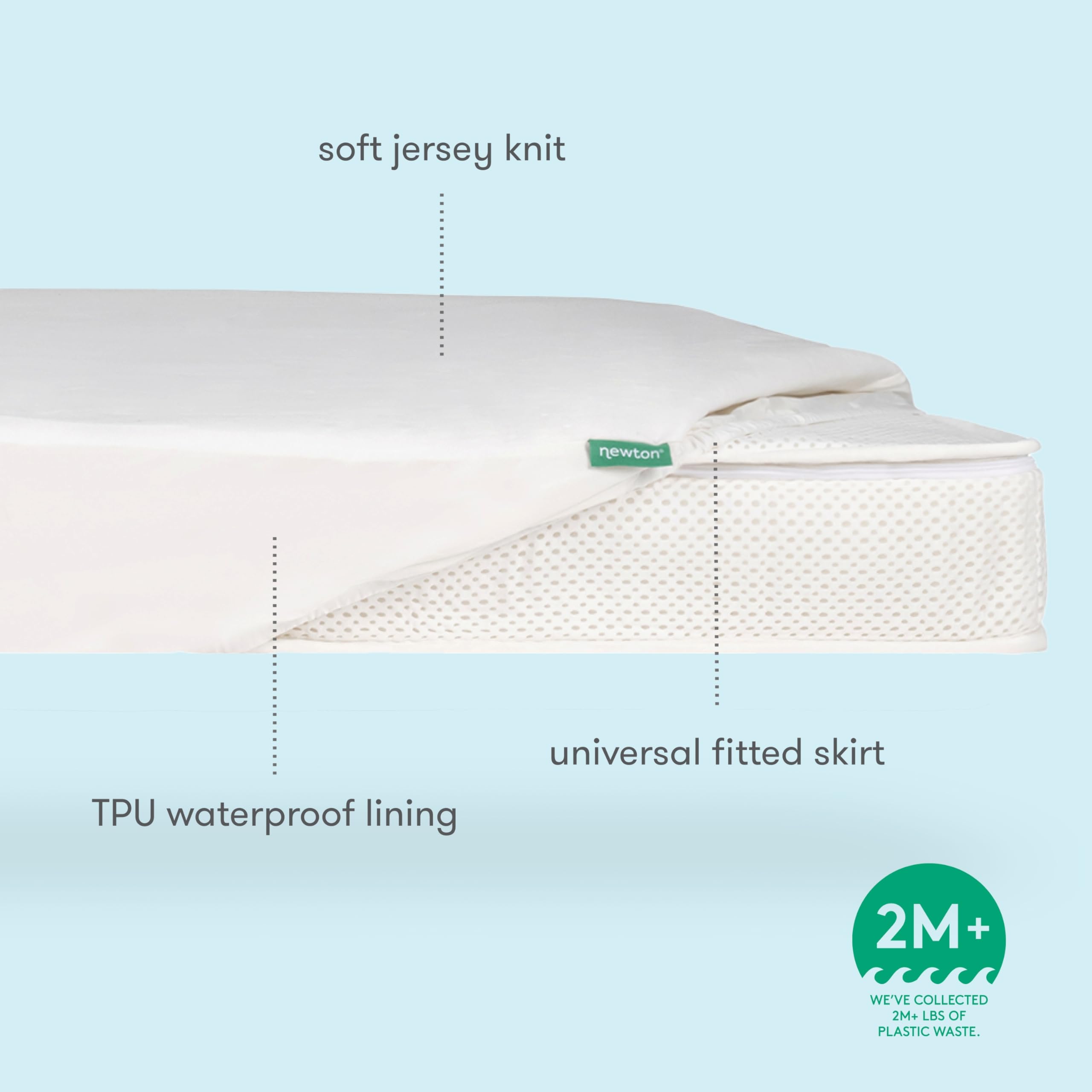 Newton Baby Protector de colchón individual orgánico impermeable, seguro, galardonado y respaldado por pediatras, impermeable, orgánico