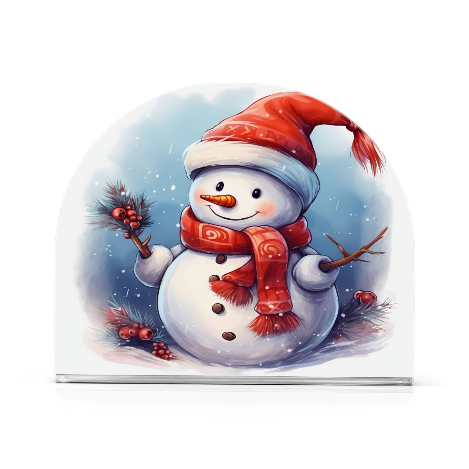 Christmas Snowman Napkin Holder, Acrylic Napkin Holders for Table Cocktail Napkins Dispenser Paper Stand for Kitchen Dining Restaurant Home Bar