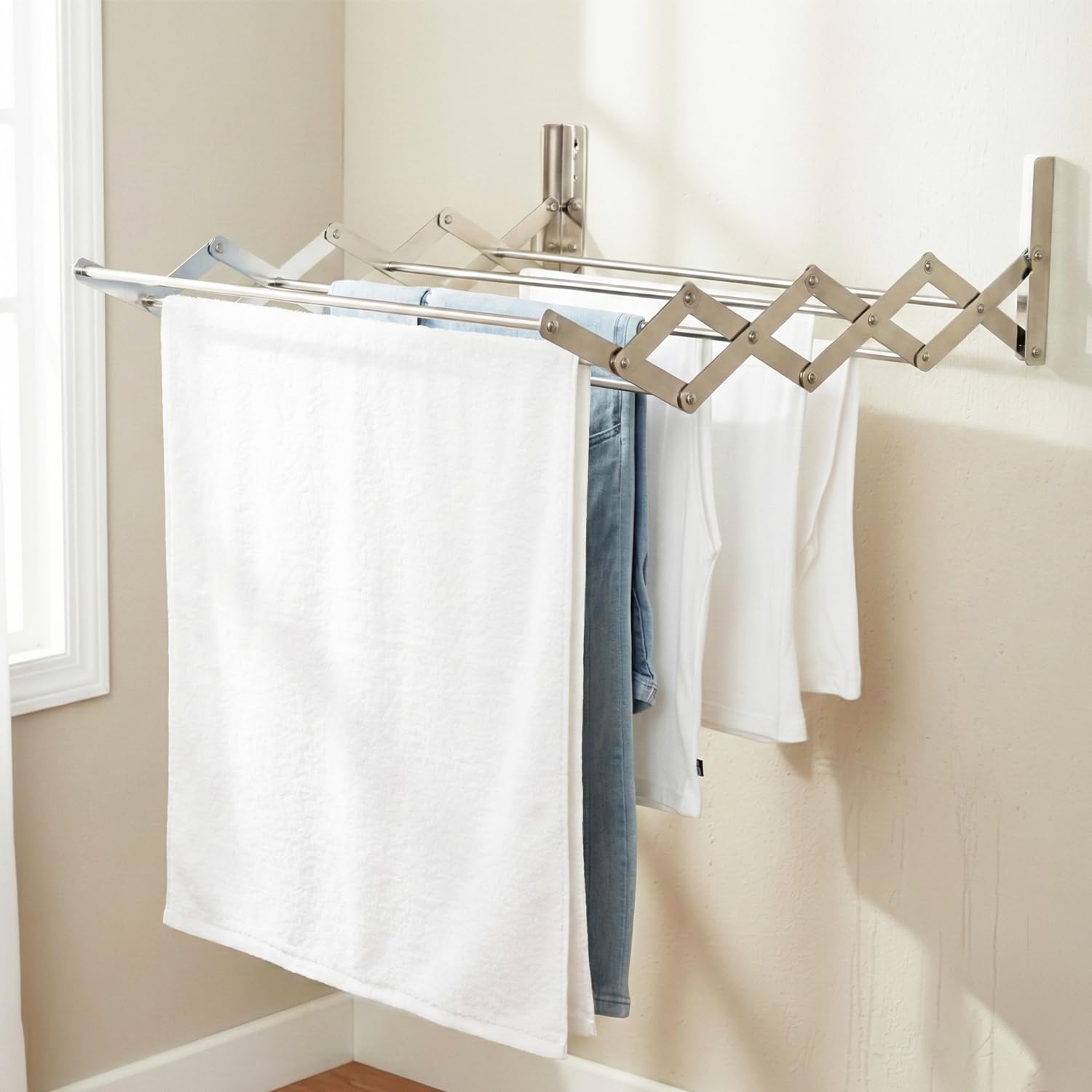 Lifelong Foldable Wall Mounted Cloth Drying Rack | Clothes Hanger for Home and Balcony | Space-Saving Cloth Stand for Drying Clothes | Foldable Clothes Dryer for Indoor and Outdoor Use (LLCDL01)-image-37