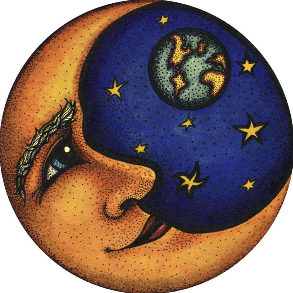Meecaa Cross Stitch Kits 11 Count Stamped, Face Moon Stars Embroidery Kit with Accessories Pre Printed (36CMx36CM) (Face)