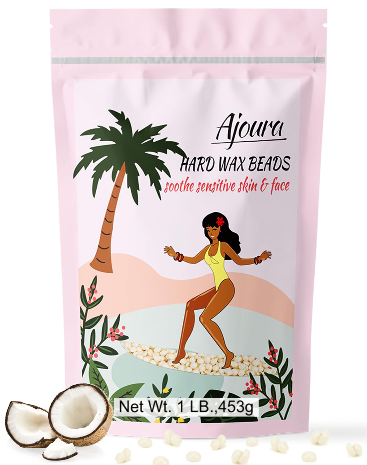 Ajoura 1lb Refill Wax Beans for Hair Removal Kit, Brazilian Coarse Waxing for Bikini, Face, Eyebrow, Back, Chest, Legs, Armpit, At Home Waxing Beads for Women Men