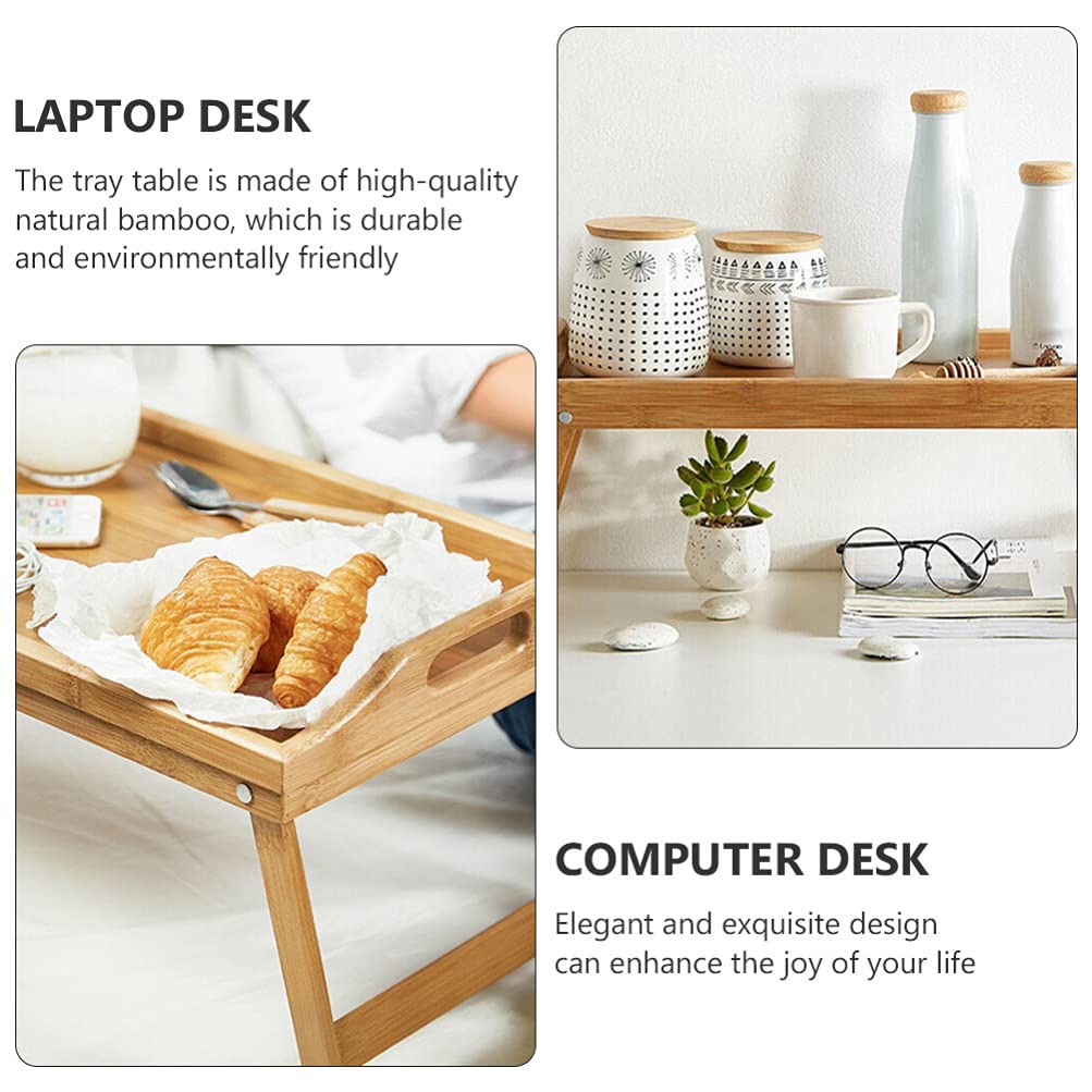 Plateau de lit pliable en bambou pour petit déjeuner au lit avec pieds 45 x 30 x 6 cm Idéal pour la maison et la chambre à coucher Parfait pour les repas et la présentation de bijoux