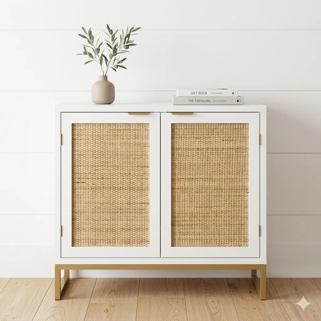 Boho Carved Accent Cabinet with 2 Doors and Interior Storage Shelf, Rustic Freestanding Wood Sideboard Buffet Console Table with Mandala Design for Entryway, Living Room, and Dining Room (Design 6)-picture-35