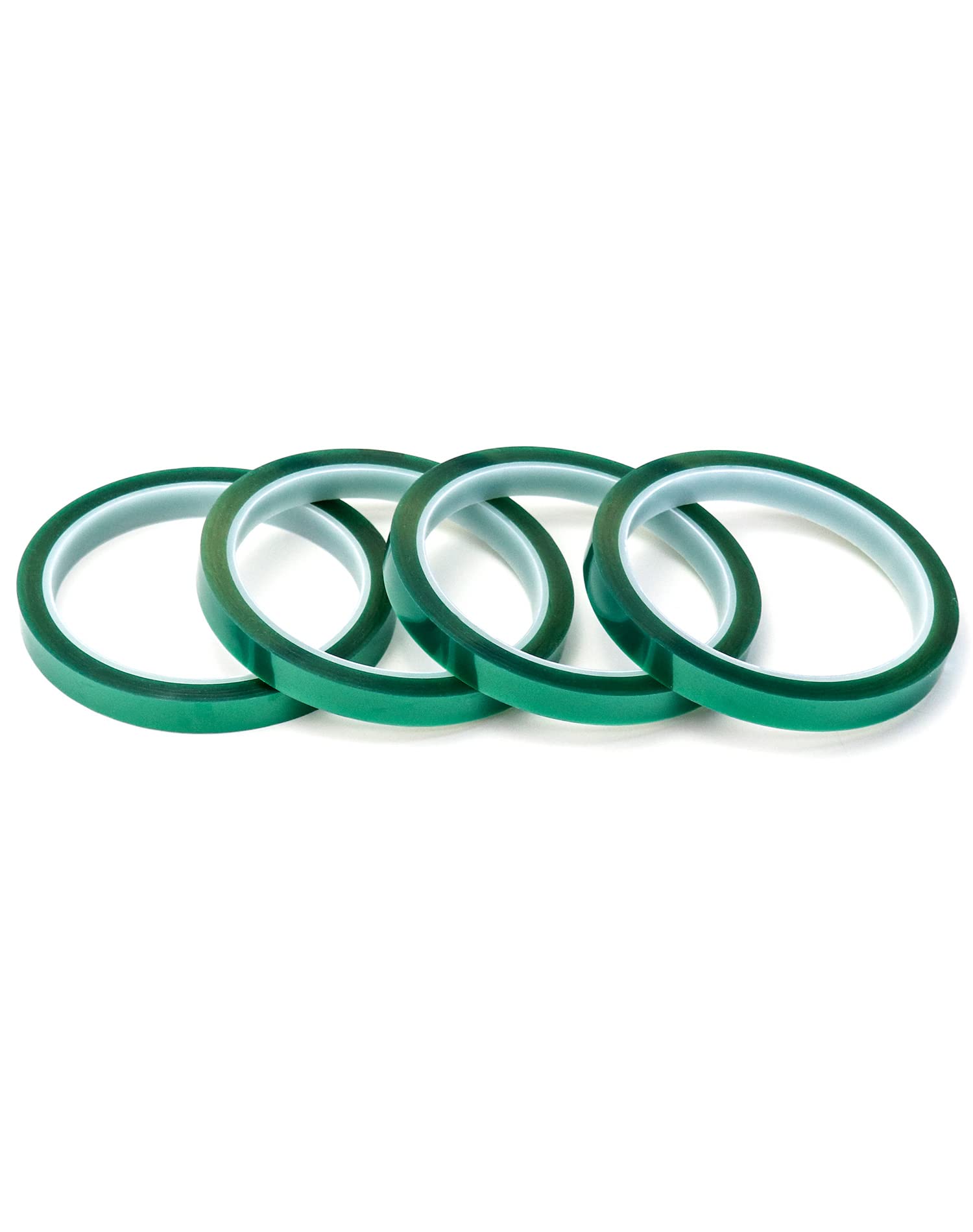 QWORK® 4 Rotoli Nastro Termico Nastro Alta Temperatura 10 mm x 33 m Nastro Kapton per Stampa Sublimatica, Trasferimento di Calore e Isolamento (Verde)
