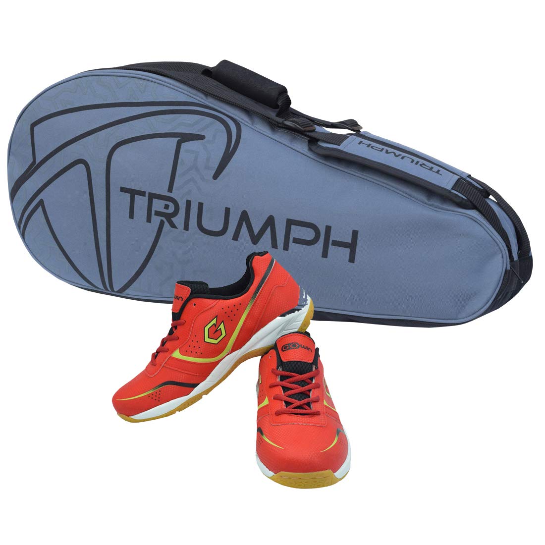 Gowin Badminton Shoe Smash Red Size-6 with Triumph Badminton Bag 303 Grey/Black-image-19