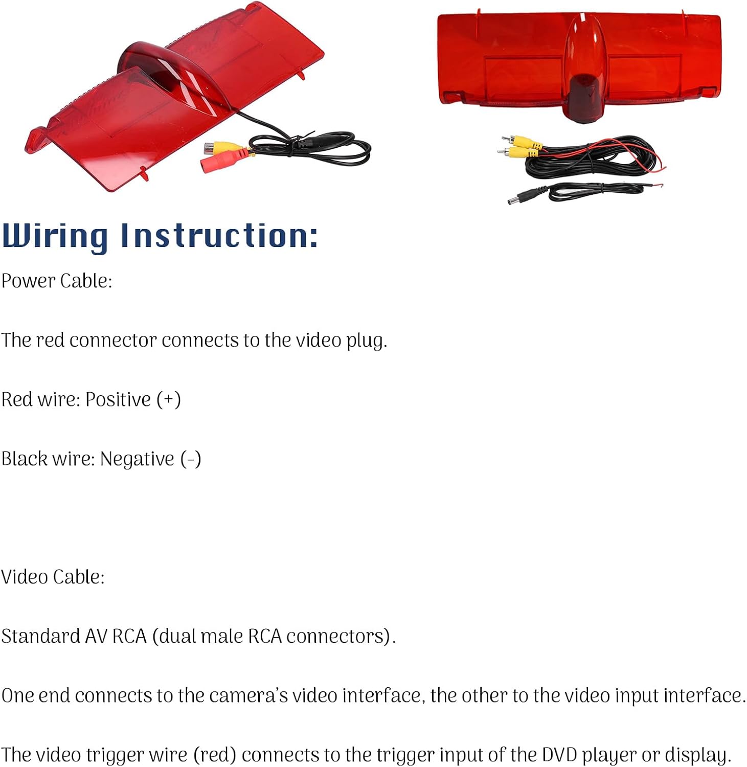 3rd Brake Light Rear View Camera, High Mounted Backup Camera, Reverse Camera Replacement, Standard AV RCA, Express Van Accessories, Compatible with Chevy Express Van & GMC Savana Van 2003-2017