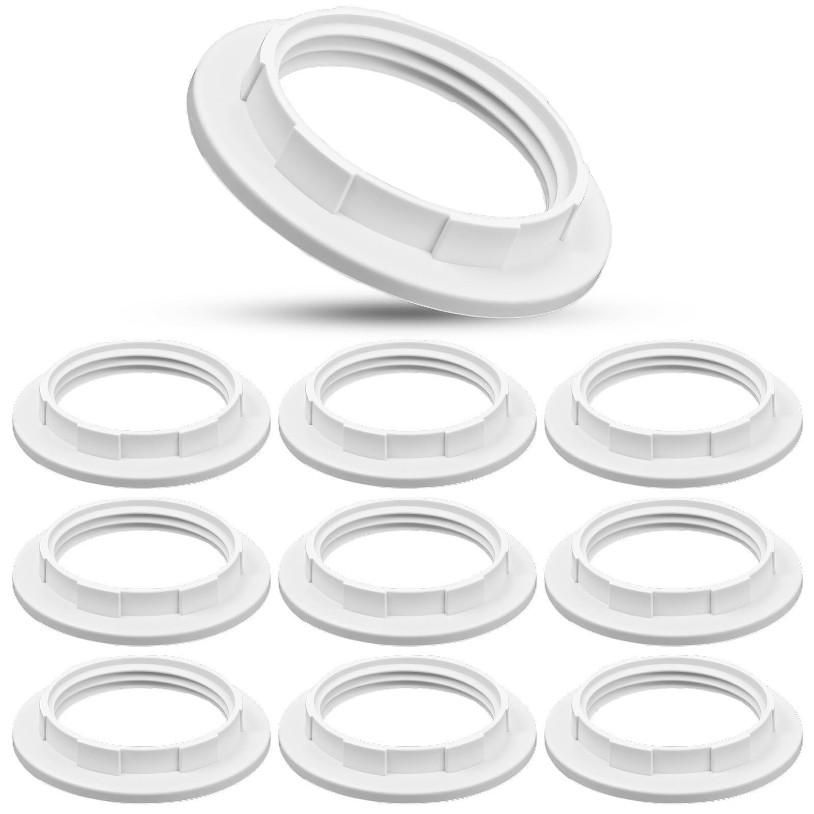 Molain 10PCS Lamp Shade Adapter Ring, E26 E27 Lamp Shade Ring Socket Retaining Collar PET Plastic Rings with 1.5 Inch Inner Diameter