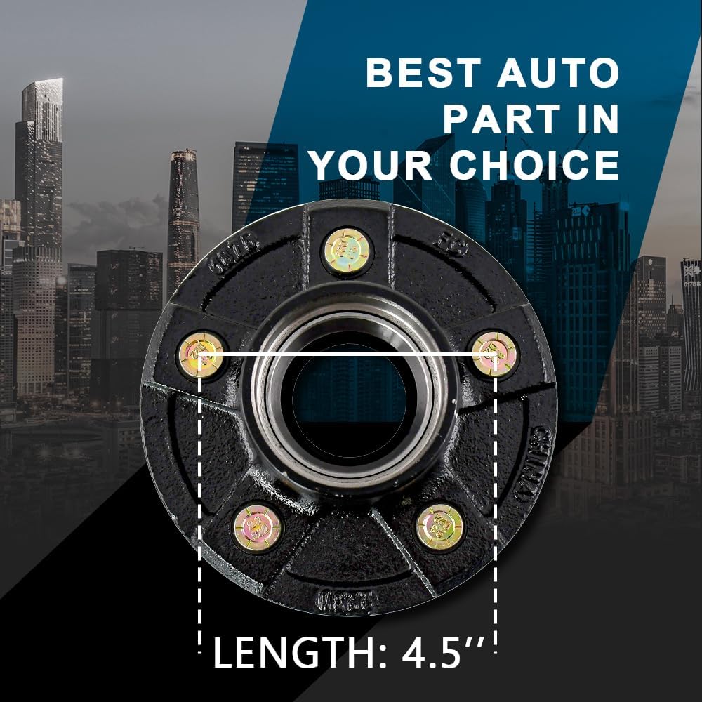 Trailer Idler Hub Kit 5 Bolt 4.5 & Round #84 Trailer Axle Spindle Fit for 3500 lb, 2 Sets