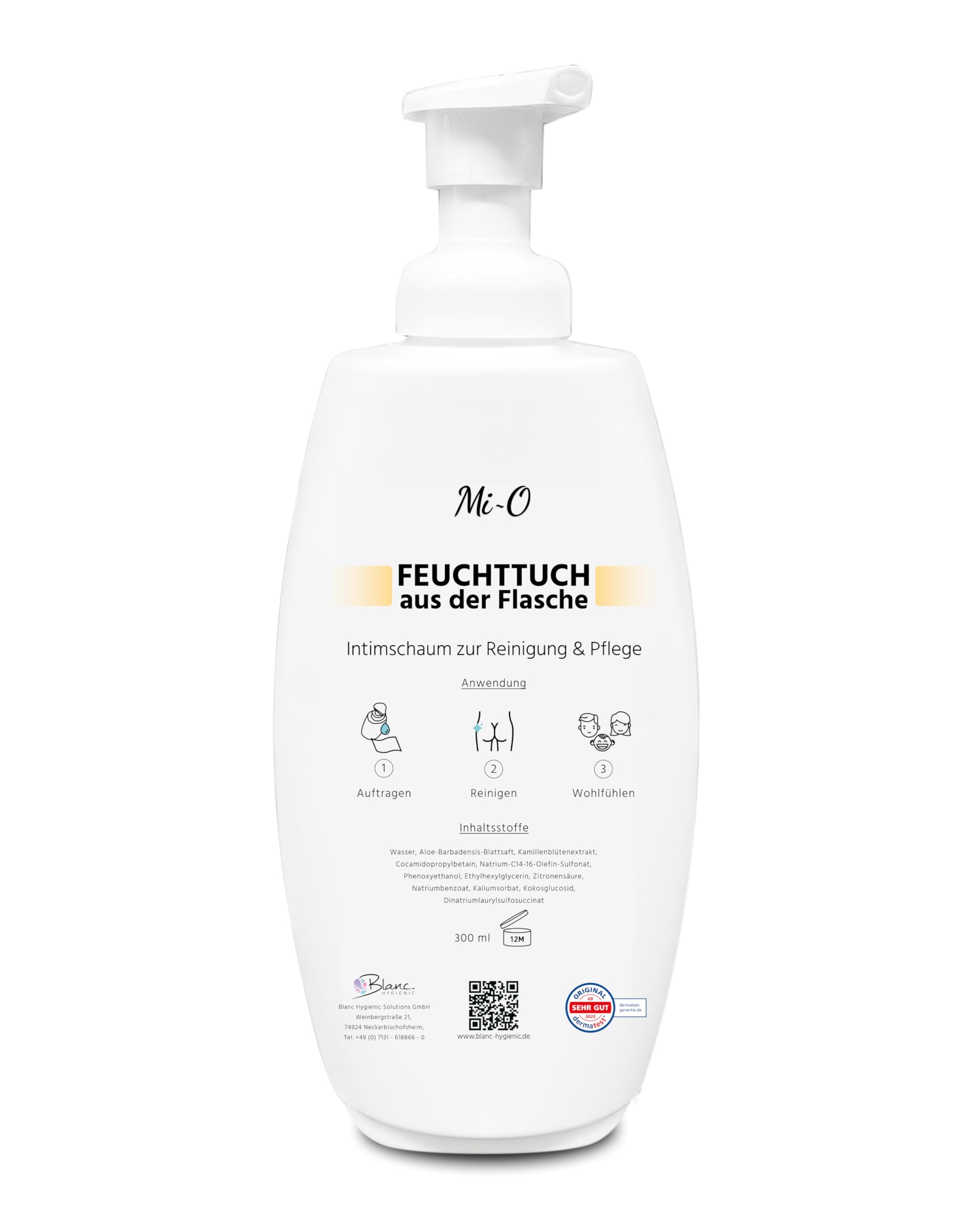 SET Intim Pflegeschaum 2x300 ml + Halter Weiß | Nachhaltiges Feuchttuch aus der Flasche mit Kamille & Aloe Vera, 2x300 ml und 2 Wandhalterungen