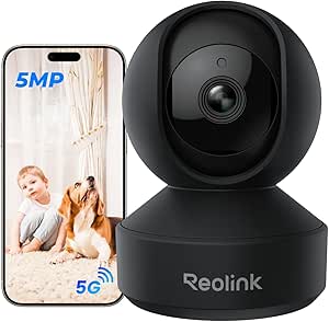 Reolink 3K Surveillance Camera Indoor WLAN Swivelling, Home and Baby Monitor, Person/Pet/Baby Sleep Detection, Car Tracking, 2.4/5GHz WiFi IP Camera Indoor, 5MP IR Night Vision, E1 Pro Black asin的图片