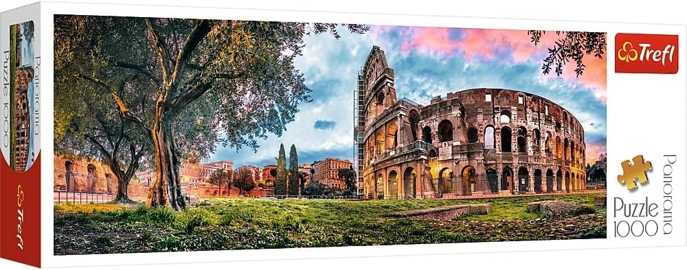 Trefl Panorama Colosseum at Dawn 1000 Piece Jigsaw Puzzle Red 38"x13" Print, DIY Puzzle, Creative Fun, Classic Puzzle for Adults and Children from 14 Years Old