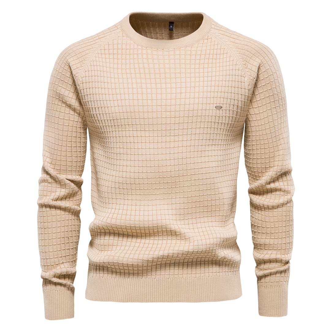 Uomini Maglioni Soild Colore O-Collo Maglia Pullover Maschio Inverno Autunno Maglioni di Base per gli Uomini, cachi, S