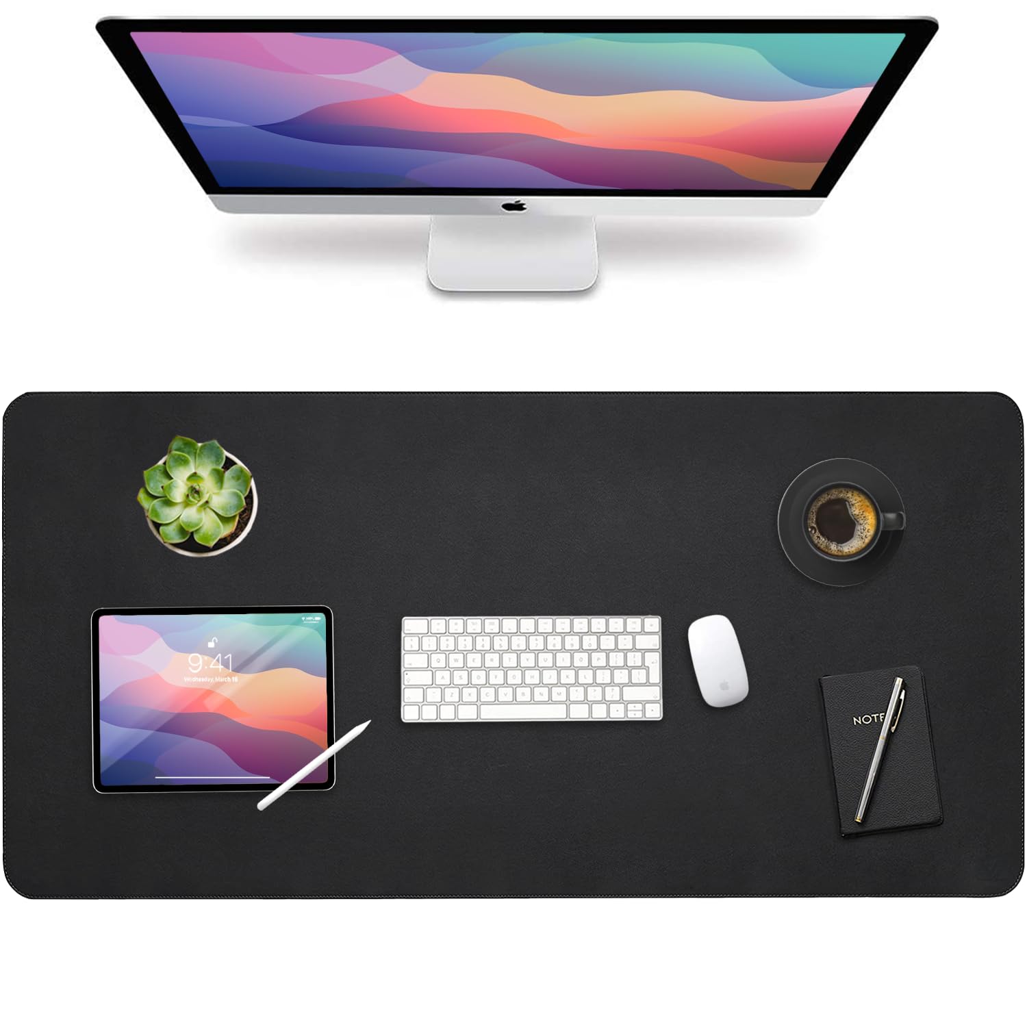 Vine Creations Leather Desk Mat Large Black