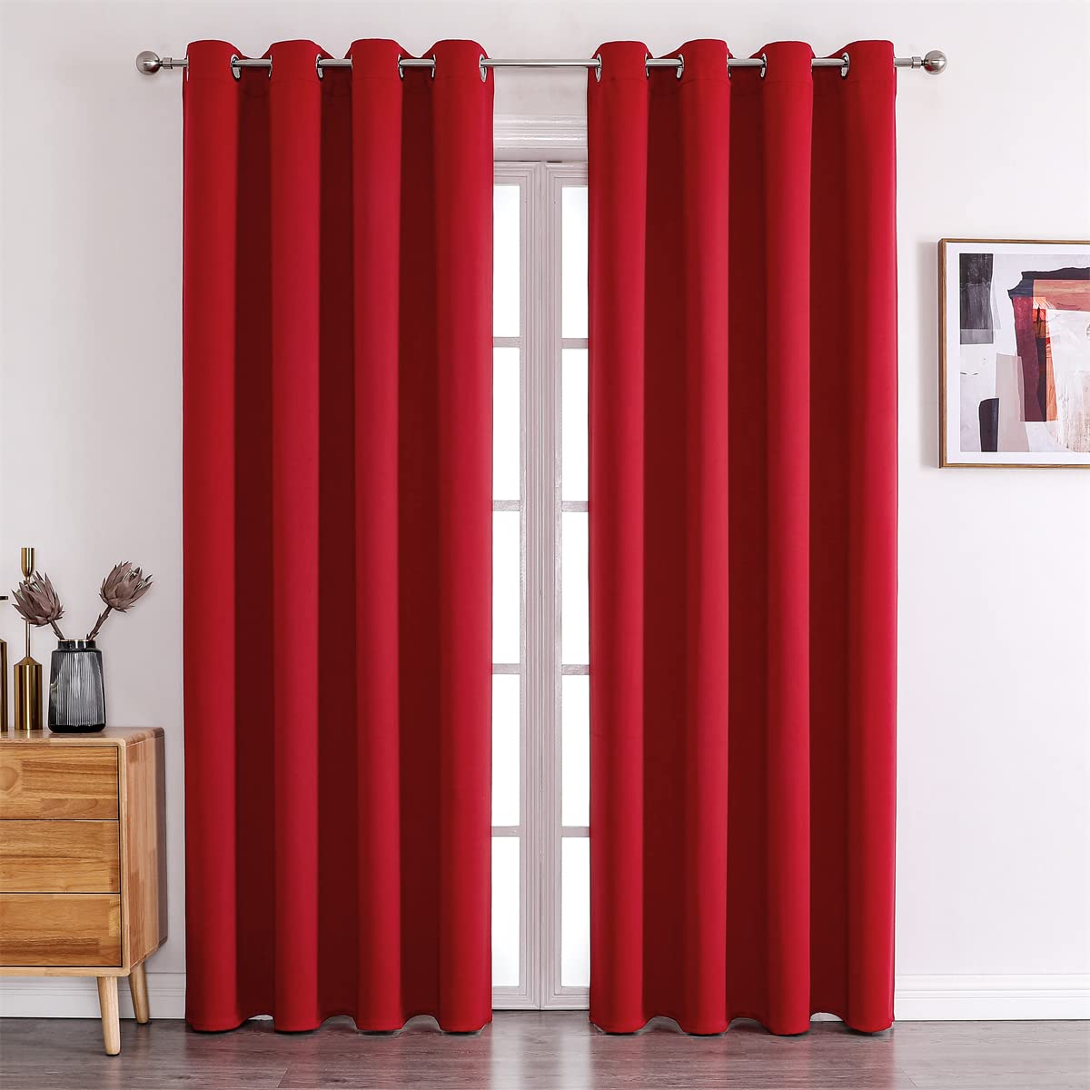 GYROHOME Tende oscuranti con occhielli per il trattamento delle finestre con riduzione del freddo e del calore, 2 pannelli, beige, 107 x 213 cm